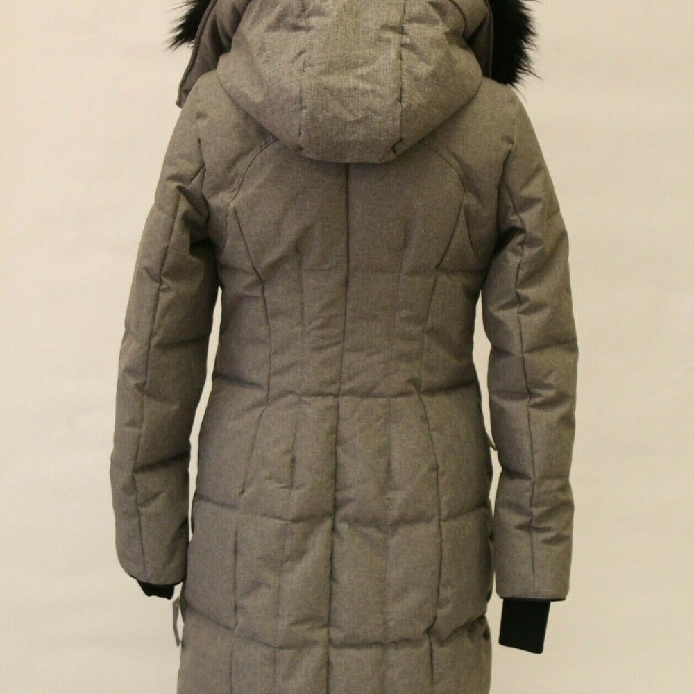 NOIZE Meg Faux Fur Trim Gray Parka Jacket Small_5